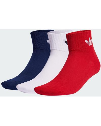 adidas Mid-Cut Crew Socken, 3 Paar - Rot