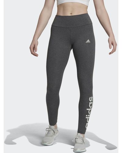 adidas ESSENTIALS HIGH-WAISTED LOGO LEGGINGS - Grau