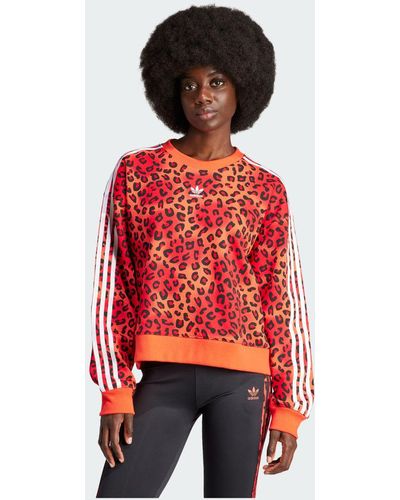 adidas Sweat-shirt ras-du-cou Trèfle Originals Leopard Luxe - Rouge