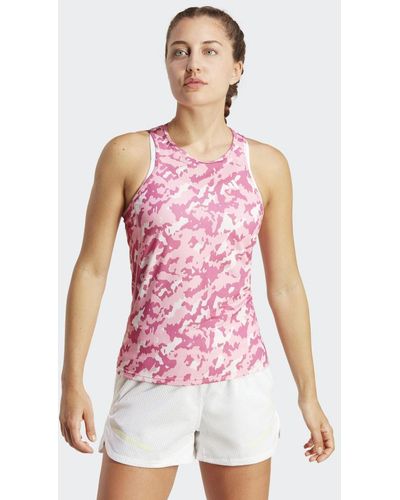 adidas Own The Run Camo Running Tanktop - Roze