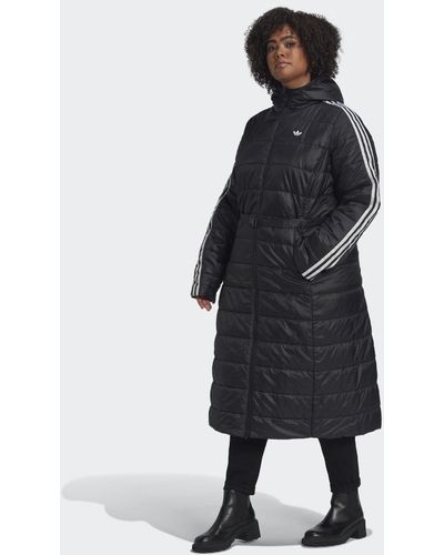 adidas Hooded Premium Long Slim Jacke – Große Größen - Schwarz