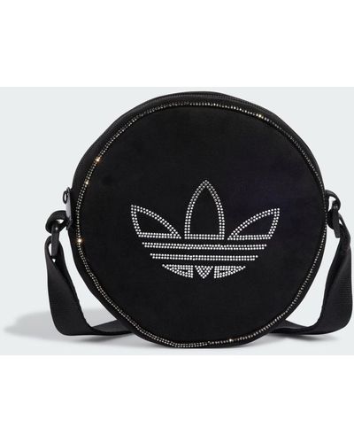 adidas Rhinestones Fake Suede Round Tasche - Schwarz