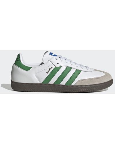 adidas White And Green Samba Og Trainers - Verde