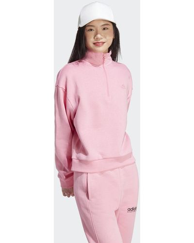 adidas ALL SZN Fleece Graphic Quarter-Zip Sweatshirt - Pink