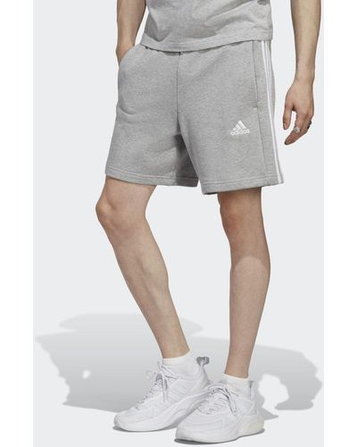 adidas Essentials French Terry 3-stripes Shorts Voor - Grijs