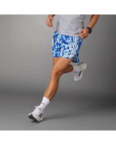 adidas Own The Run 3-stripes Allover Print Short - Blauw