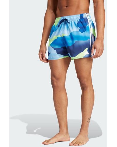 adidas City Escape Camo 3-Stripes Cix Swim Shorts - Blau