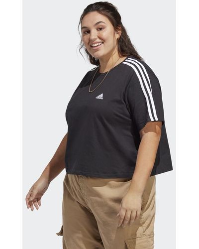 adidas Crop top en jersey Essentials 3-Stripes (Grandes tailles) - Noir