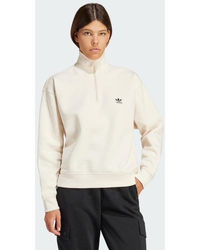 adidas Essentials Sweatshirt Met Halflange Rits - Wit