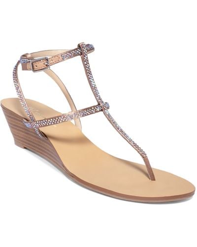 INC International Concepts Womens Marge Wedge Thong Sandals - Natural