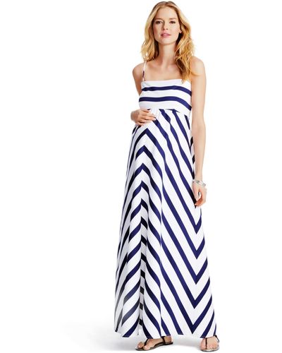 Jessica Simpson Maternity Striped Maxi Dress - White