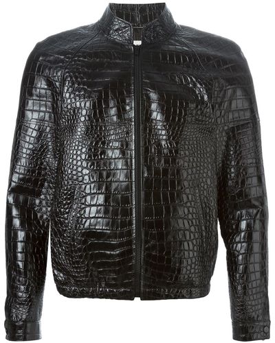 Saint Laurent Crocodile Embossed Jacket - Black
