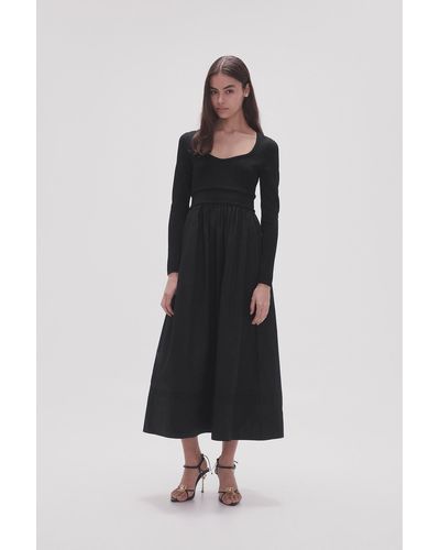 Rushes Knit Midi Dress, Black