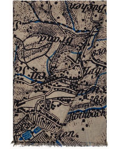 Cashmere Silk St. Gallen Map Print Scarf