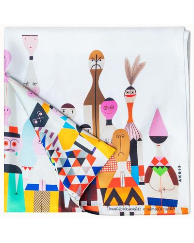 Akris Scarf in Silk with Wooden Dolls Print