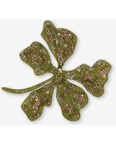 Alberta Ferretti Spilla Bijoux A Fiore Con Perline - Verde