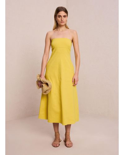A.L.C. Ellis Strapless Linen Dress - Yellow