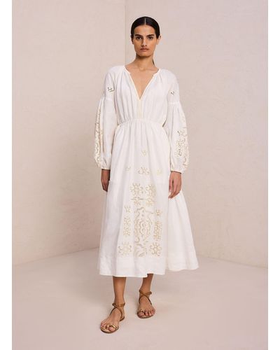 A.L.C. Capri Embroidered Linen Dress - Natural