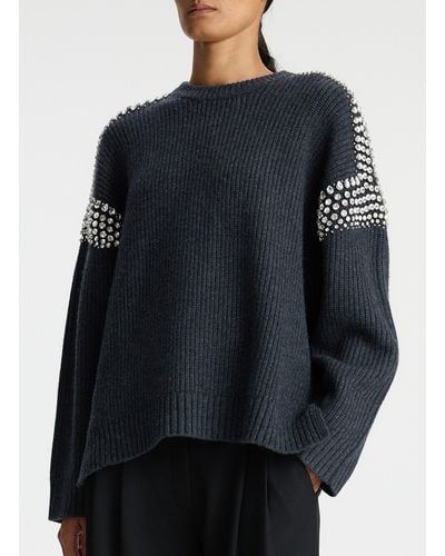 A.L.C. Colby Embellished Wool Sweater - Blue