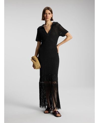 A.L.C. Valerie Crochet Fringe Maxi Dress - Black