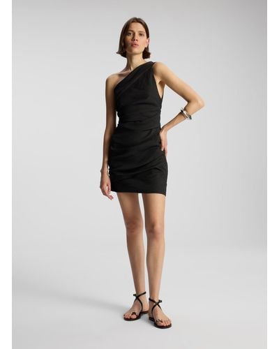 A.L.C. Carina Stretch Linen Mini Dress - Black