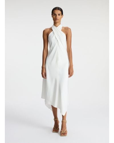 A.L.C. Quinn Linen Halter Dress - White