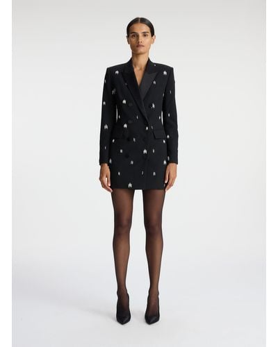 Black beaded tuxedo blazer set – Ricco India