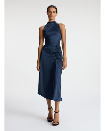 A.L.C. Inez Satin Midi Dress - Blue