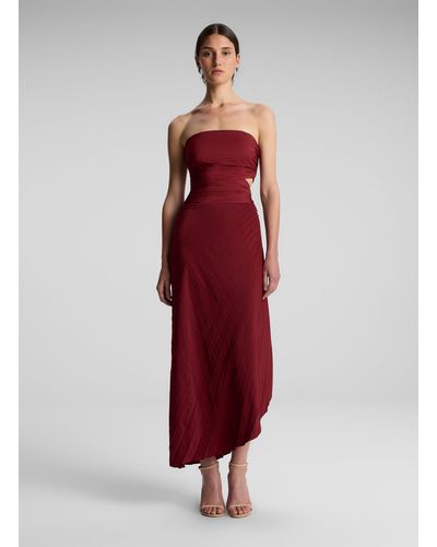 A.L.C. Andie Strapless Pleated Dress - Red