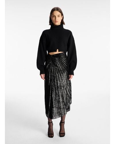 A.L.C. Tori Sequin Midi Skirt - Black