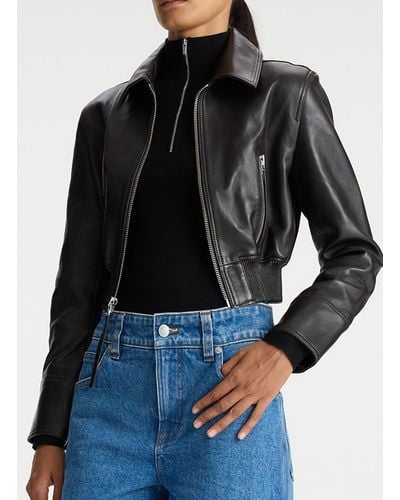 A.L.C. Harlow Cropped Leather Jacket - Black