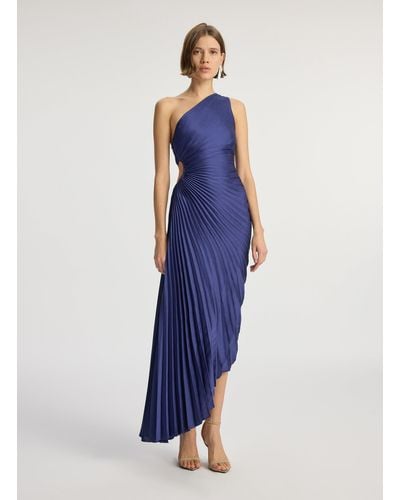 A.L.C. Delfina Satin Pleated Dress - Blue