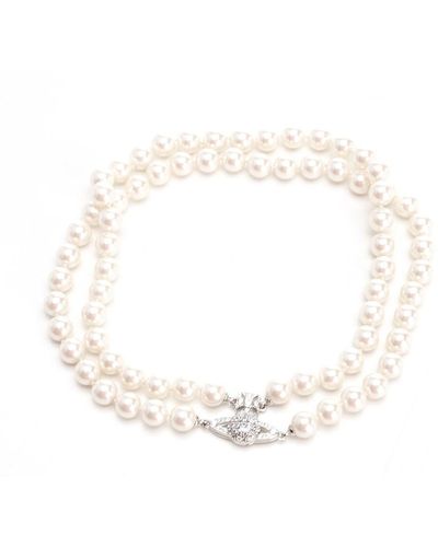 Vivienne Westwood Double Choker Necklace "graziella - White