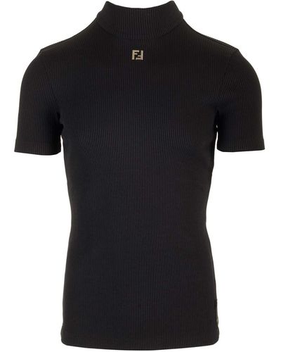 Fendi Ribbed T-shirt - Black