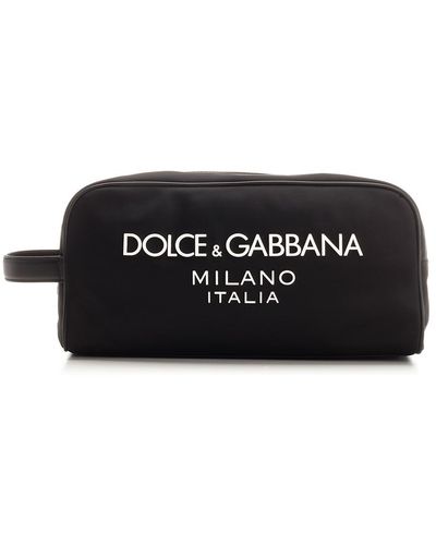 Dolce & Gabbana Wash Bag With Logo - Black