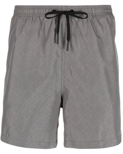 Tagliatore Logo-print Drawstring-waist Swim Shorts - Grey