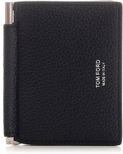 Tom Ford Foldable Card Holder With Money Clip - Black