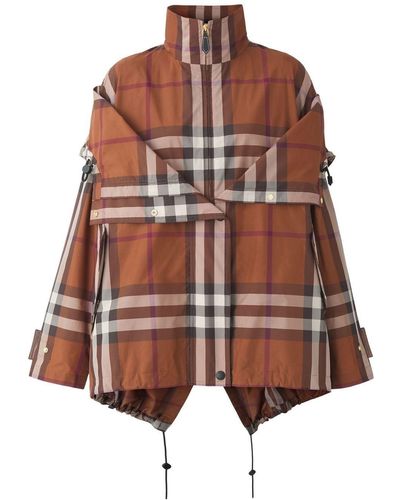 Burberry Check Reconstructed Hooded Jacket - Brown