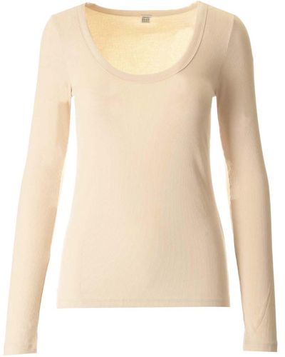 Totême Round Neck Long-sleeved Top - Natural