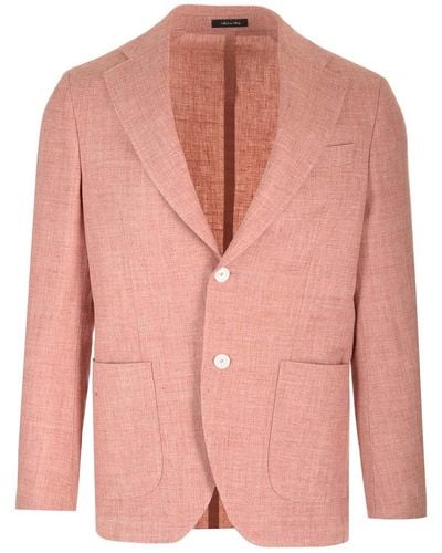 Al Duca d'Aosta Linen And Wool Canvas Blazer - Pink