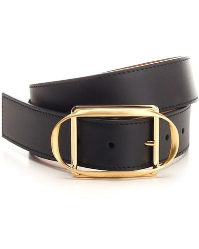 Loewe Black Leather Belt - White
