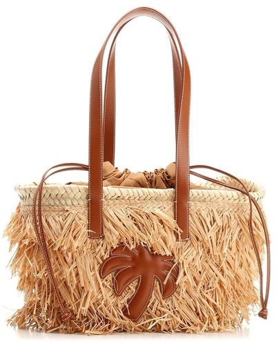 Palm Angels Straw Basket Bag - Brown