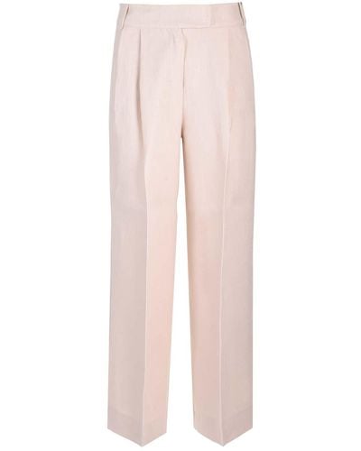 Max Mara Double Pleats Linen Pants - Pink