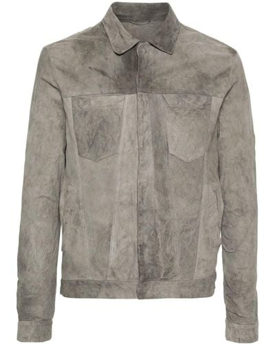 Giorgio Brato Leather Jacket Sage-colored - Grey