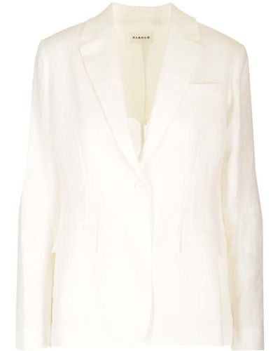 P.A.R.O.S.H. One-Button Linen Blazer - White