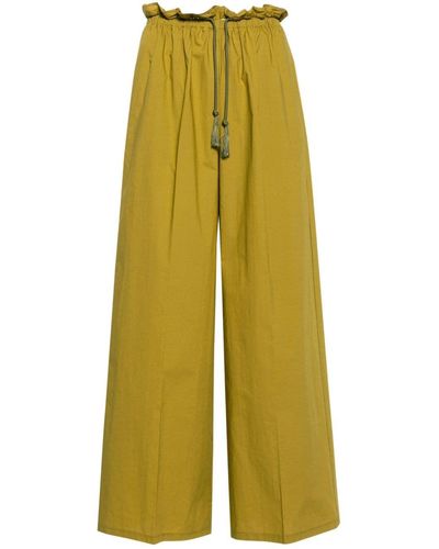 Forte Forte Bci Cotton Popline Elasticated Pants Khaki Green - Yellow