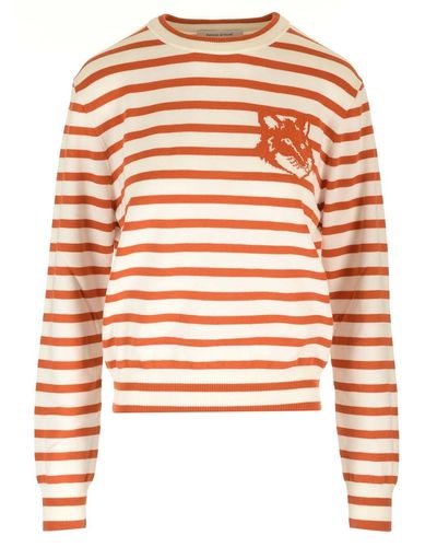 Maison Kitsuné Striped Pattern Sweater - Orange