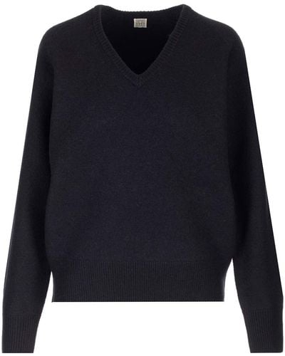 Totême Wool V-neck Sweater - Blue