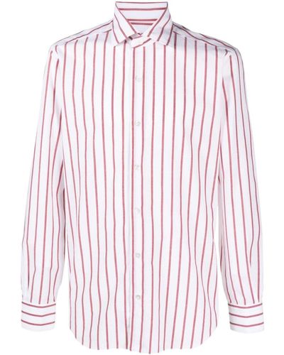 Barba Napoli Striped Cotton Shirt - Red