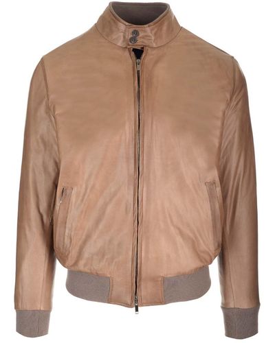 Al Duca d'Aosta Leather Padded Jacket - Brown